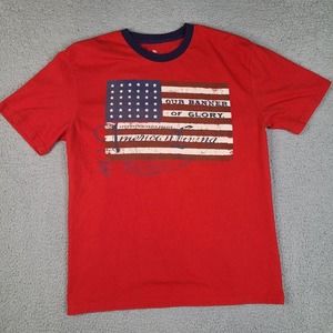 American Living T-Shirt Mens Small Red USA Flag Our Banner Of Glory Short Sleeve